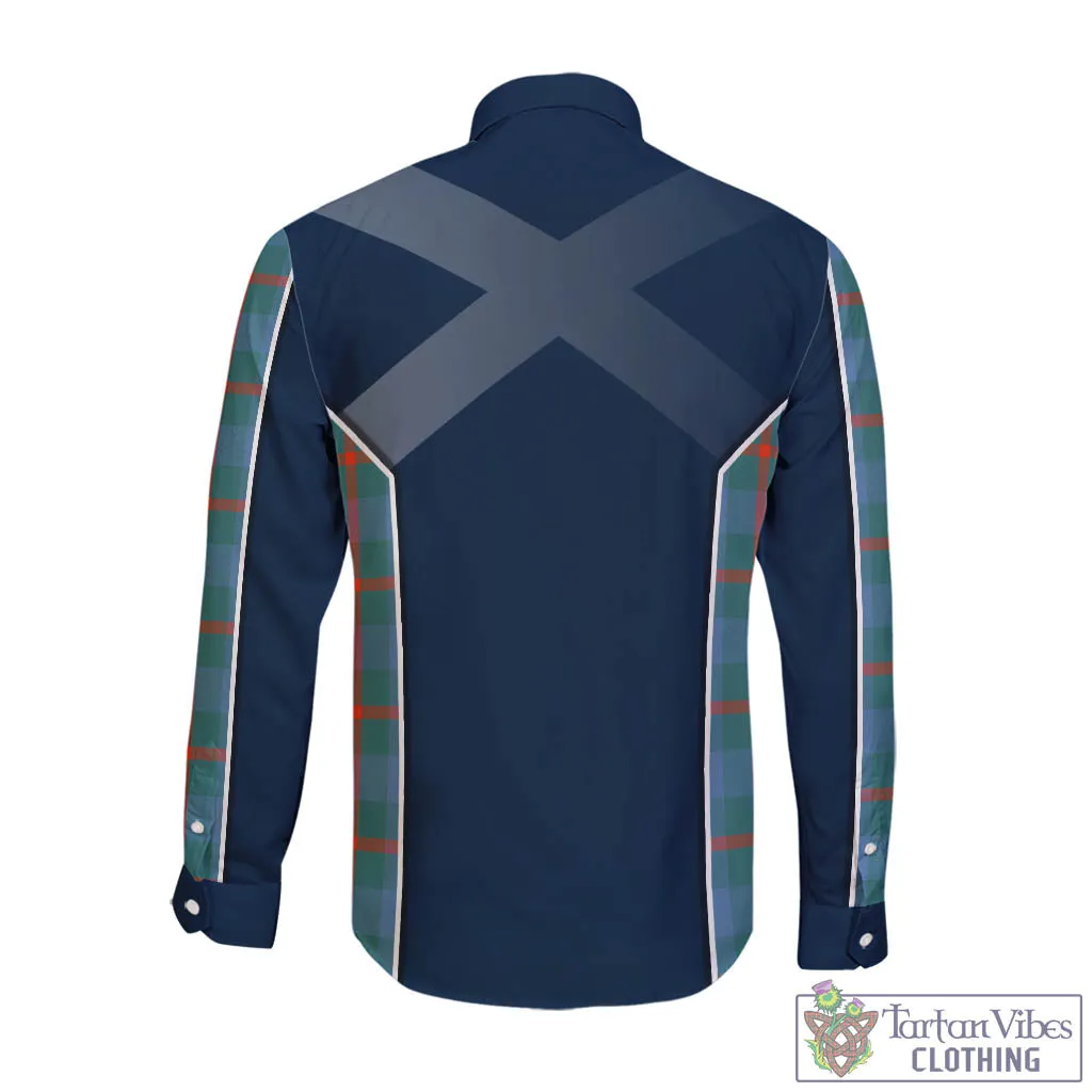 Agnew Ancient Tartan Long Sleeve Button Up Shirt with Family Crest and Lion Rampant Vibes Sport Style