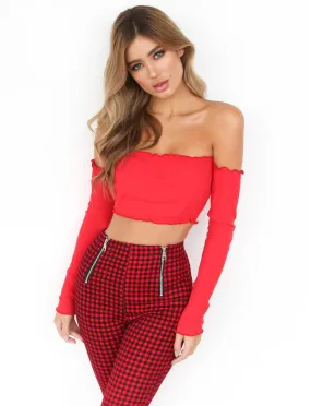 Alex Long Sleeve Crop - Red