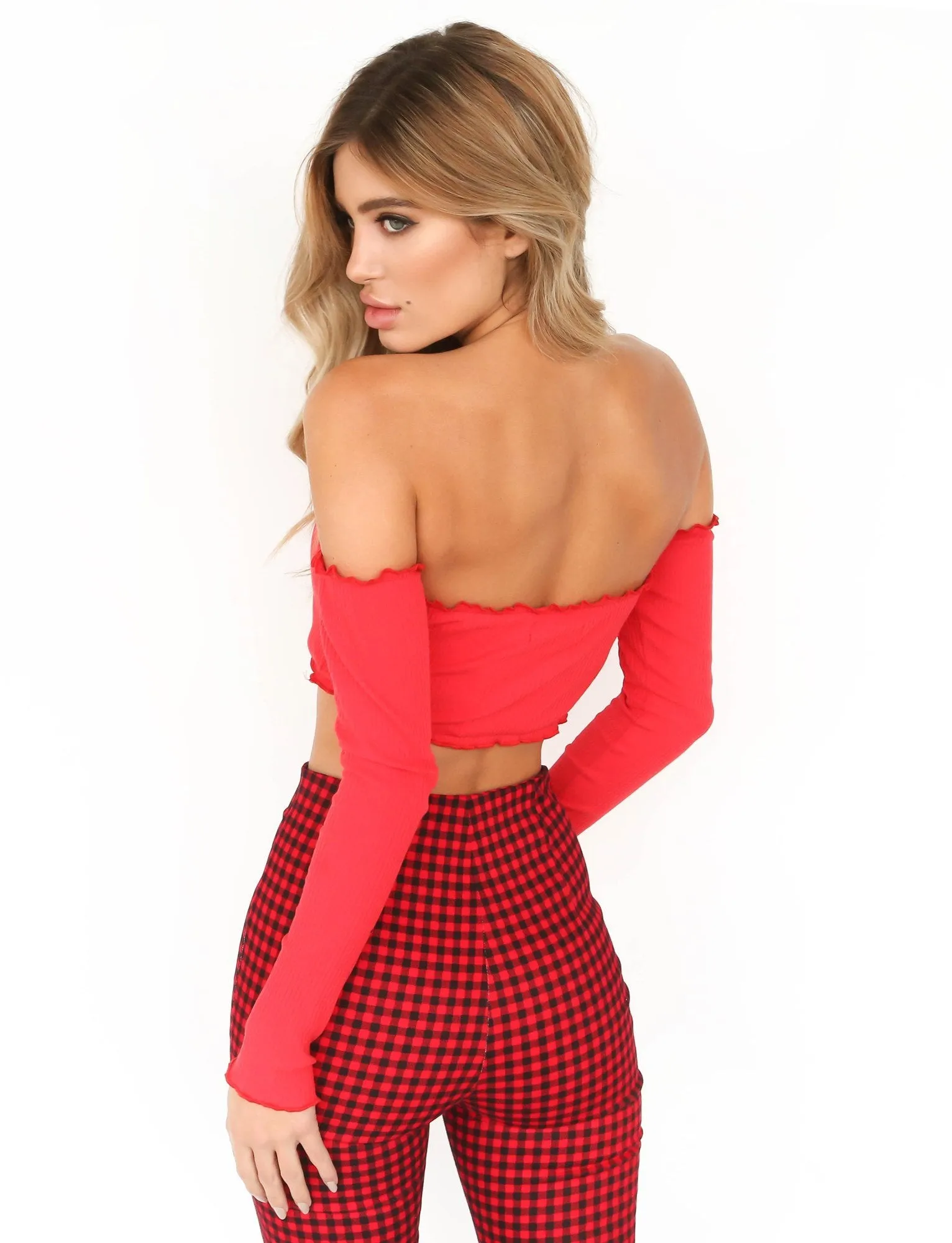 Alex Long Sleeve Crop - Red