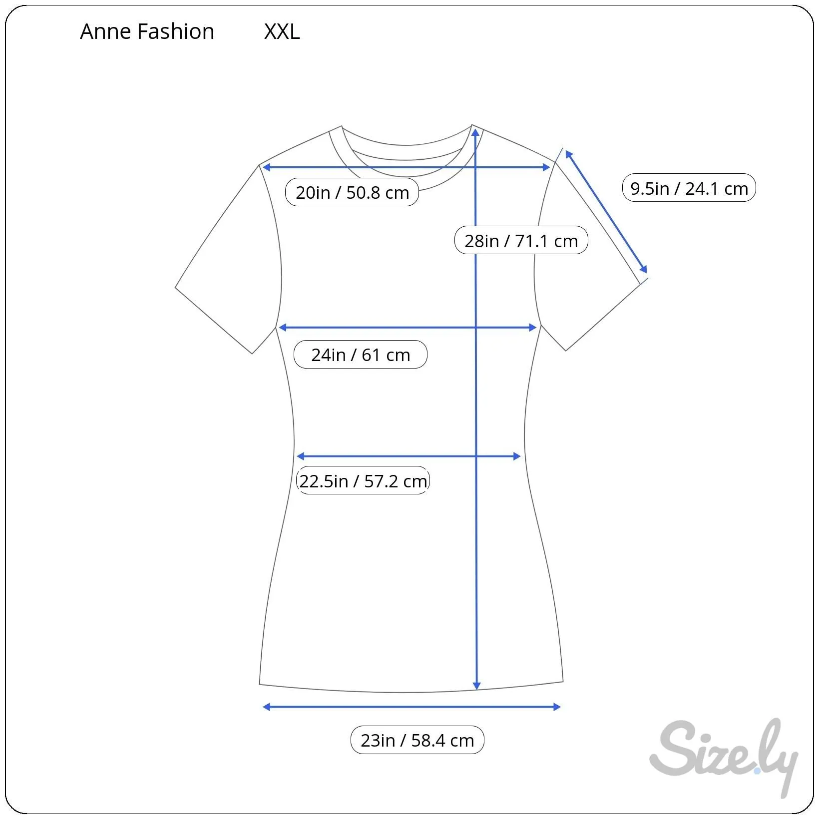 Anne Fashion Women's Light Blue Embroidered Cotton Blend Short Sleeve Top - XXL