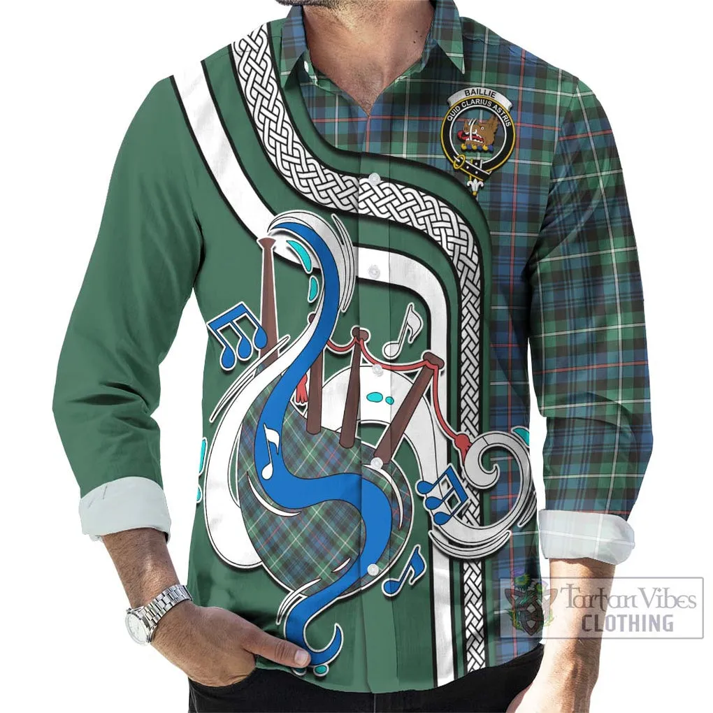 Baillie Ancient Tartan Long Sleeve Button Shirt with Epic Bagpipe Style