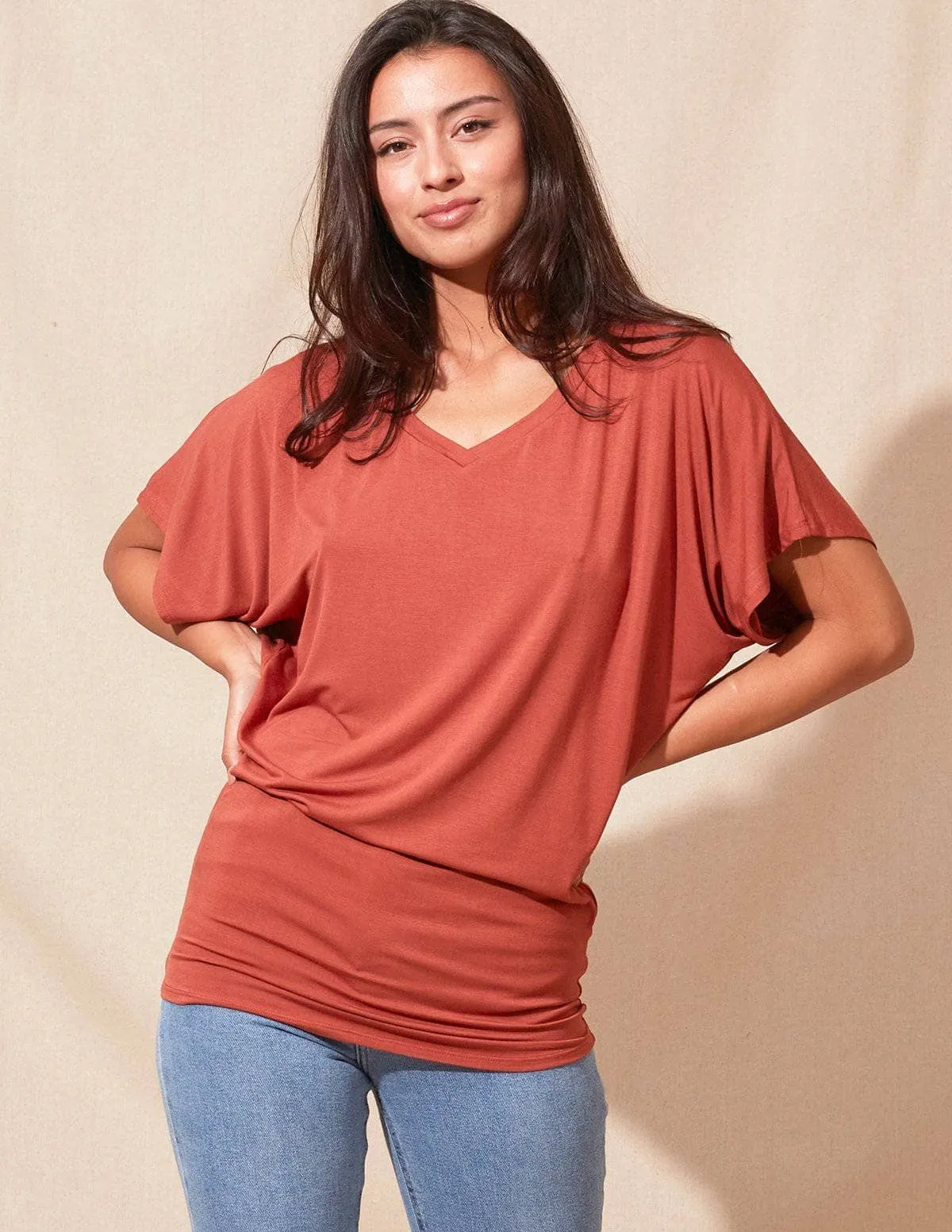 Bamboo Dolman Tunic - Cabernet