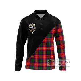 Belshes Tartan Long Sleeve Polo Shirt with Family Crest and Military Logo Style