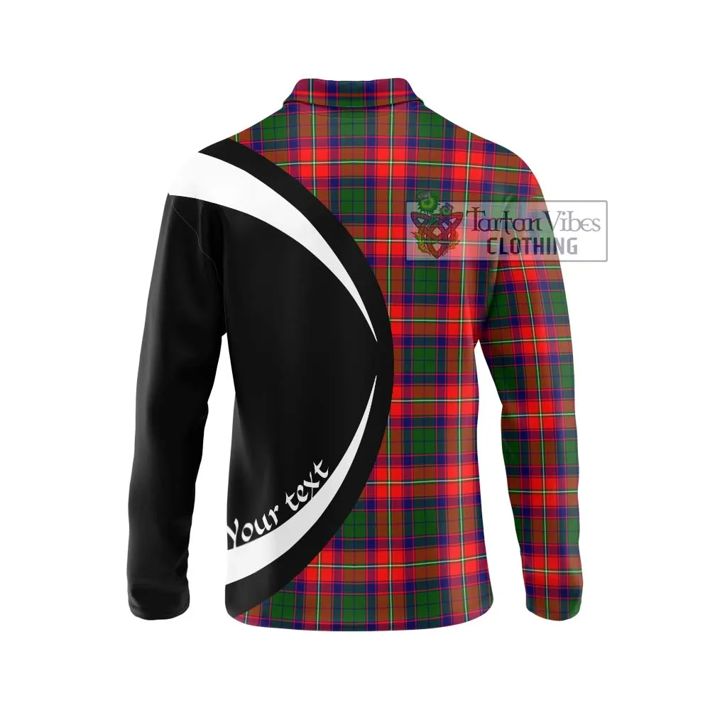 Belshes Tartan Long Sleeve Polo Shirt with Family Crest Circle Style