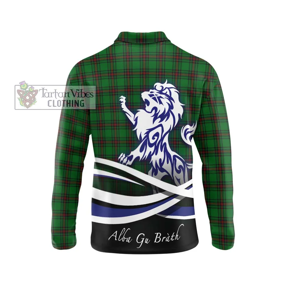 Beveridge Tartan Long Sleeve Polo Shirt with Alba Gu Brath Regal Lion Emblem