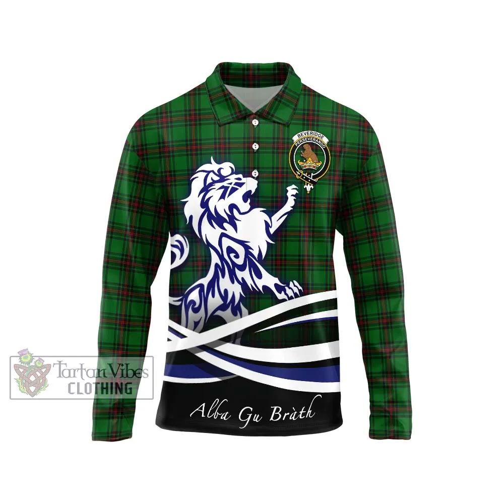 Beveridge Tartan Long Sleeve Polo Shirt with Alba Gu Brath Regal Lion Emblem