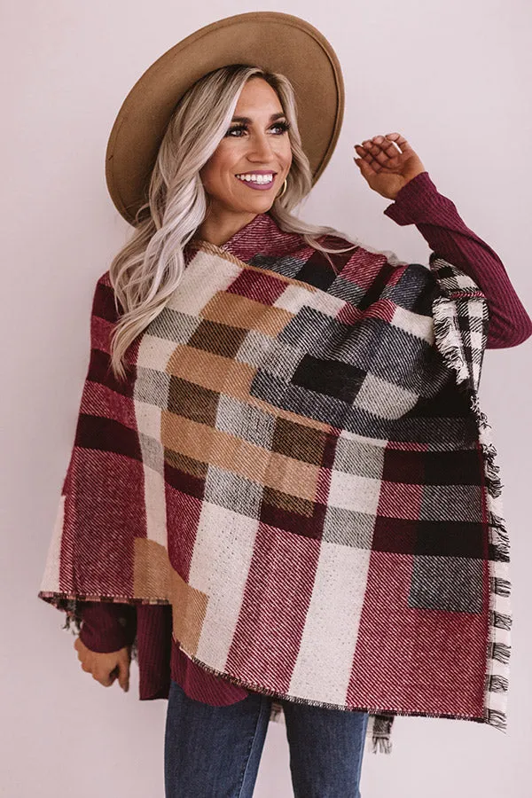 Blog About It Plaid Poncho in Wine