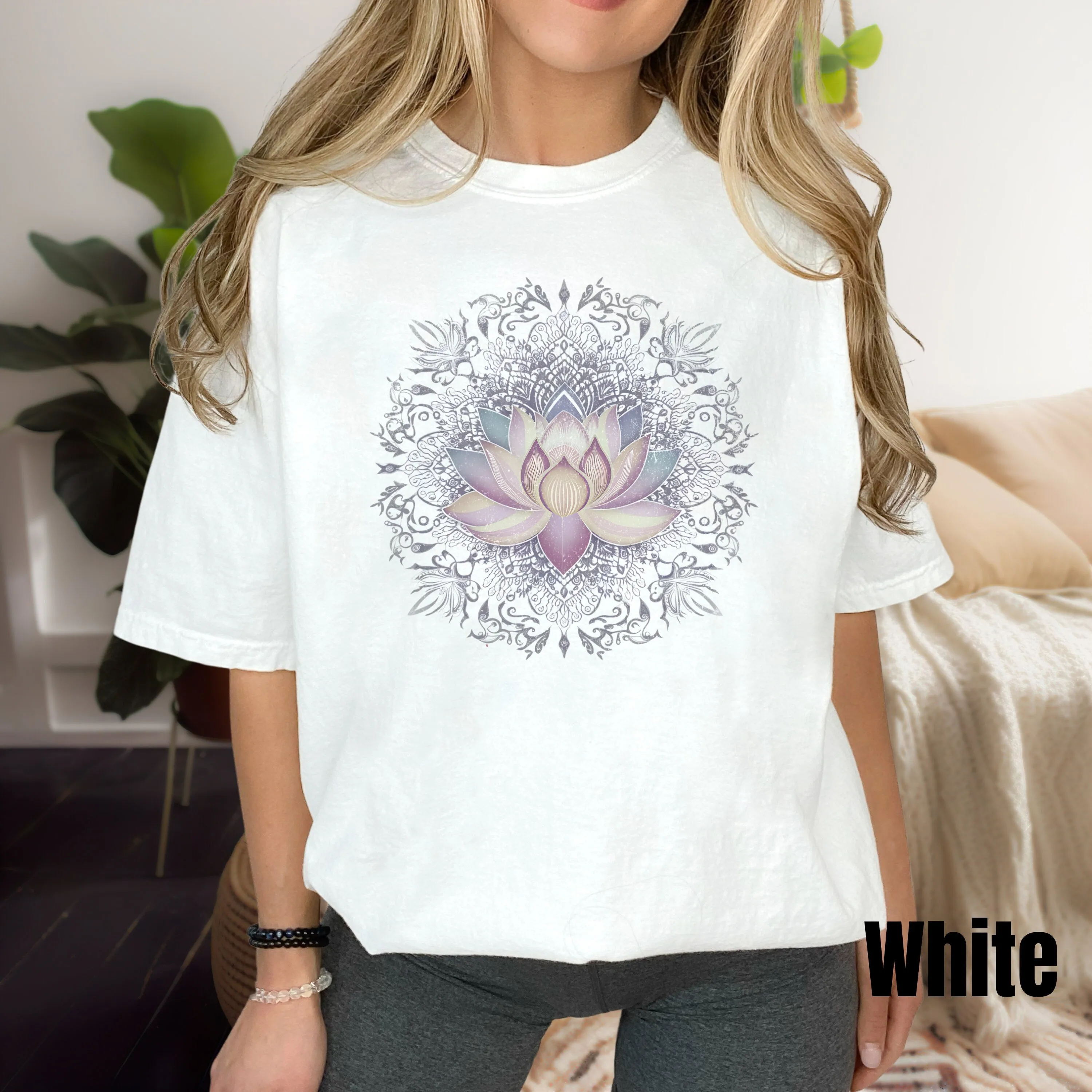 Bohemian Lotus Flower Mandala T-Shirt, Spiritual Yoga Top, Unisex Graphic Tee, Zen Clothing, Casual Wear, Gift for Her Sweatshirt