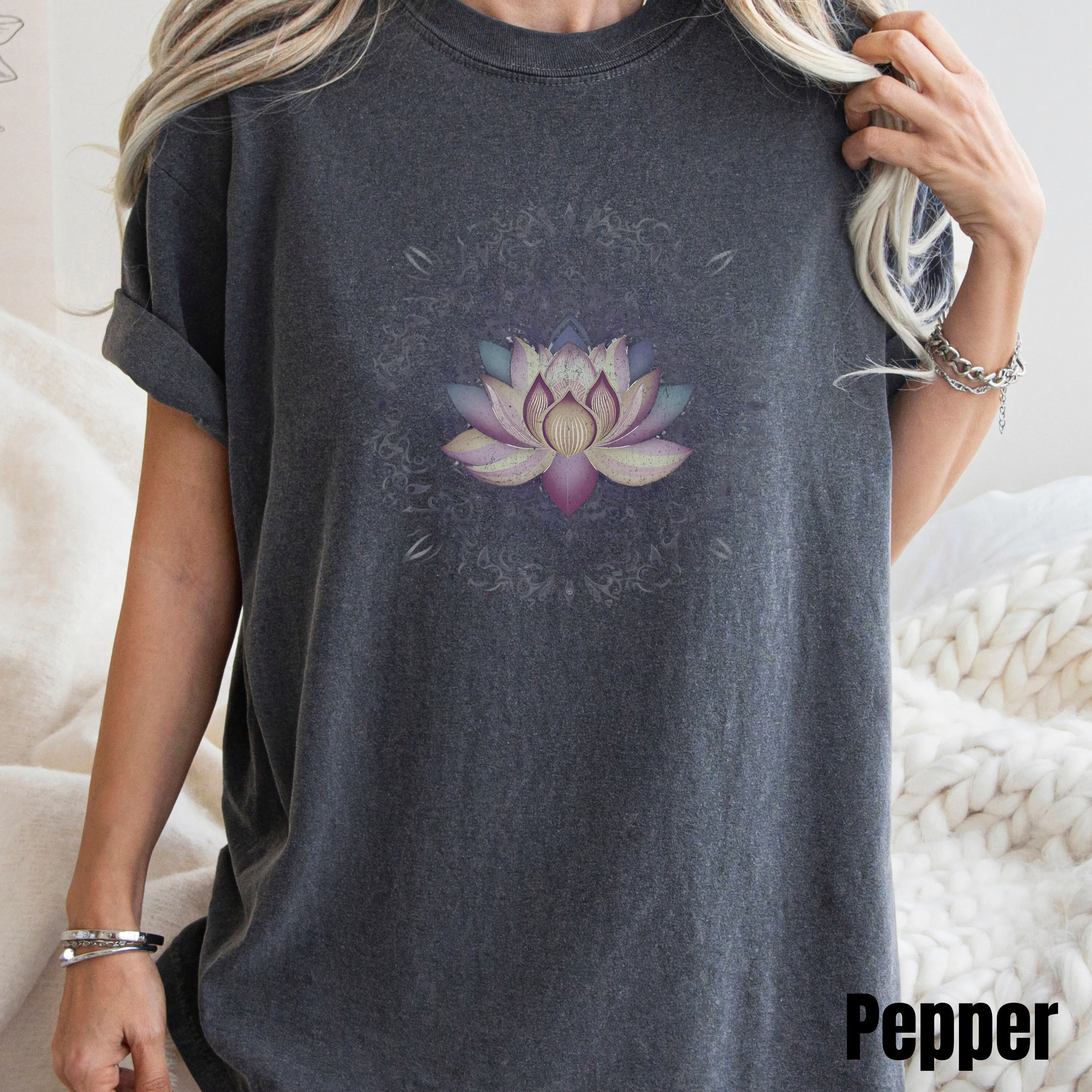 Bohemian Lotus Flower Mandala T-Shirt, Spiritual Yoga Top, Unisex Graphic Tee, Zen Clothing, Casual Wear, Gift for Her Sweatshirt