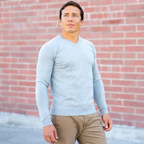 CC Perfect Slim Fit V Neck Sweaters for Men | Lightweight Breathable Mens Sweater | Soft Fitted V-Neck Pullover for Men Oatmeal