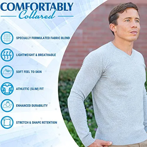 CC Perfect Slim Fit V Neck Sweaters for Men | Lightweight Breathable Mens Sweater | Soft Fitted V-Neck Pullover for Men Oatmeal