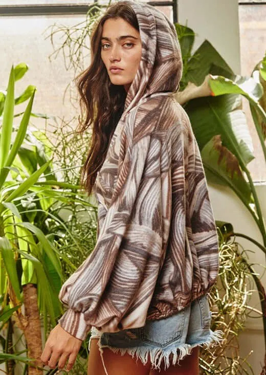 Exotic Print Brushed Knit Hoodie Made in USA - Clearance Final Sale