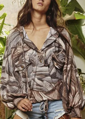 Exotic Print Brushed Knit Hoodie Made in USA - Clearance Final Sale