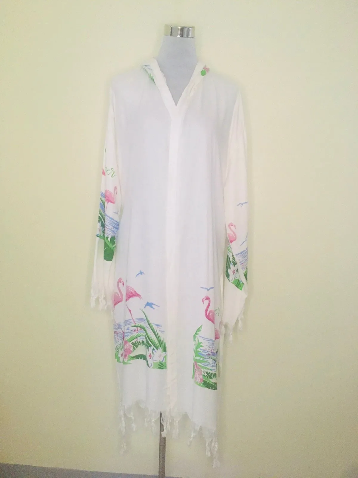 Hooded Peshtemal Belted Cover Up - Flamingo Tassel