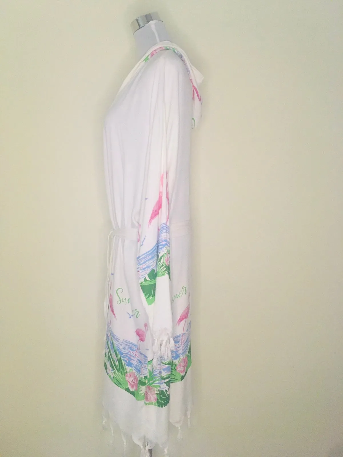 Hooded Peshtemal Belted Cover Up - Flamingo Tassel