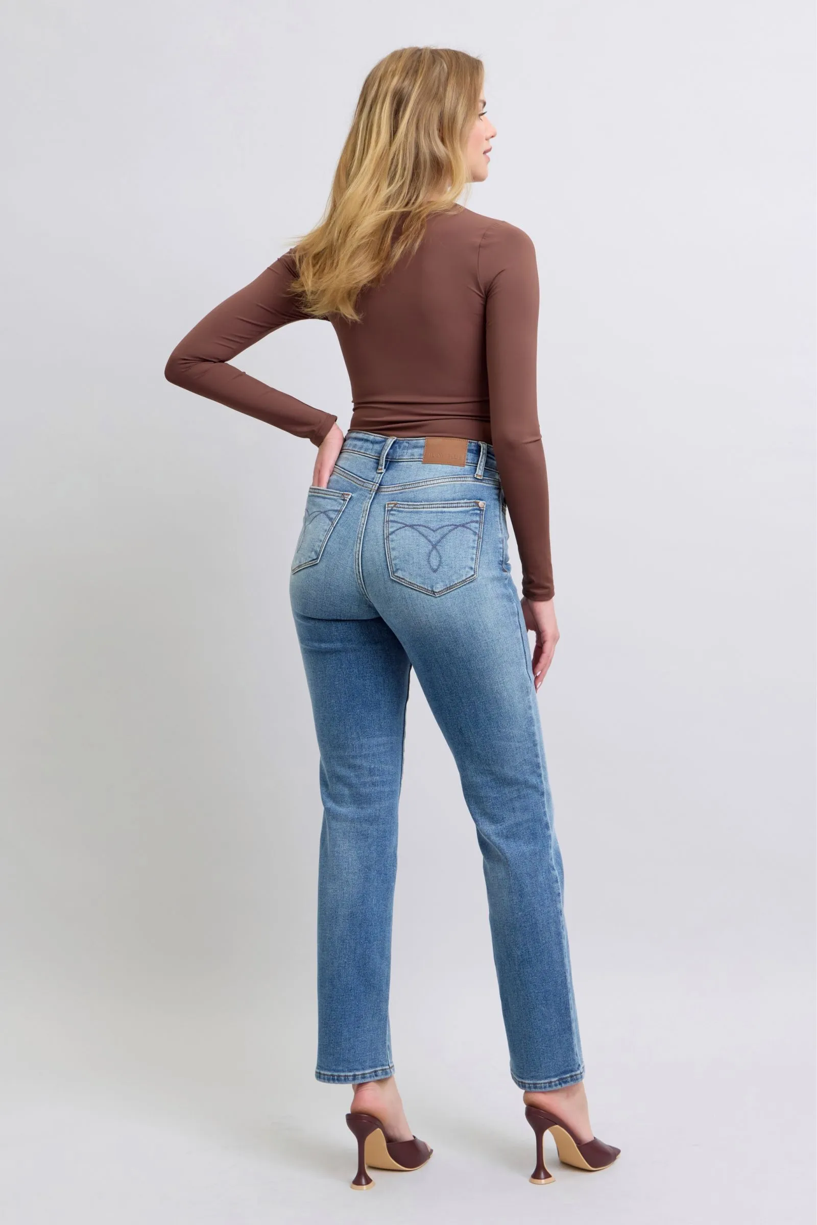Judy Blue Wash Thermal Wash Straight Leg Blue Denim Jeans