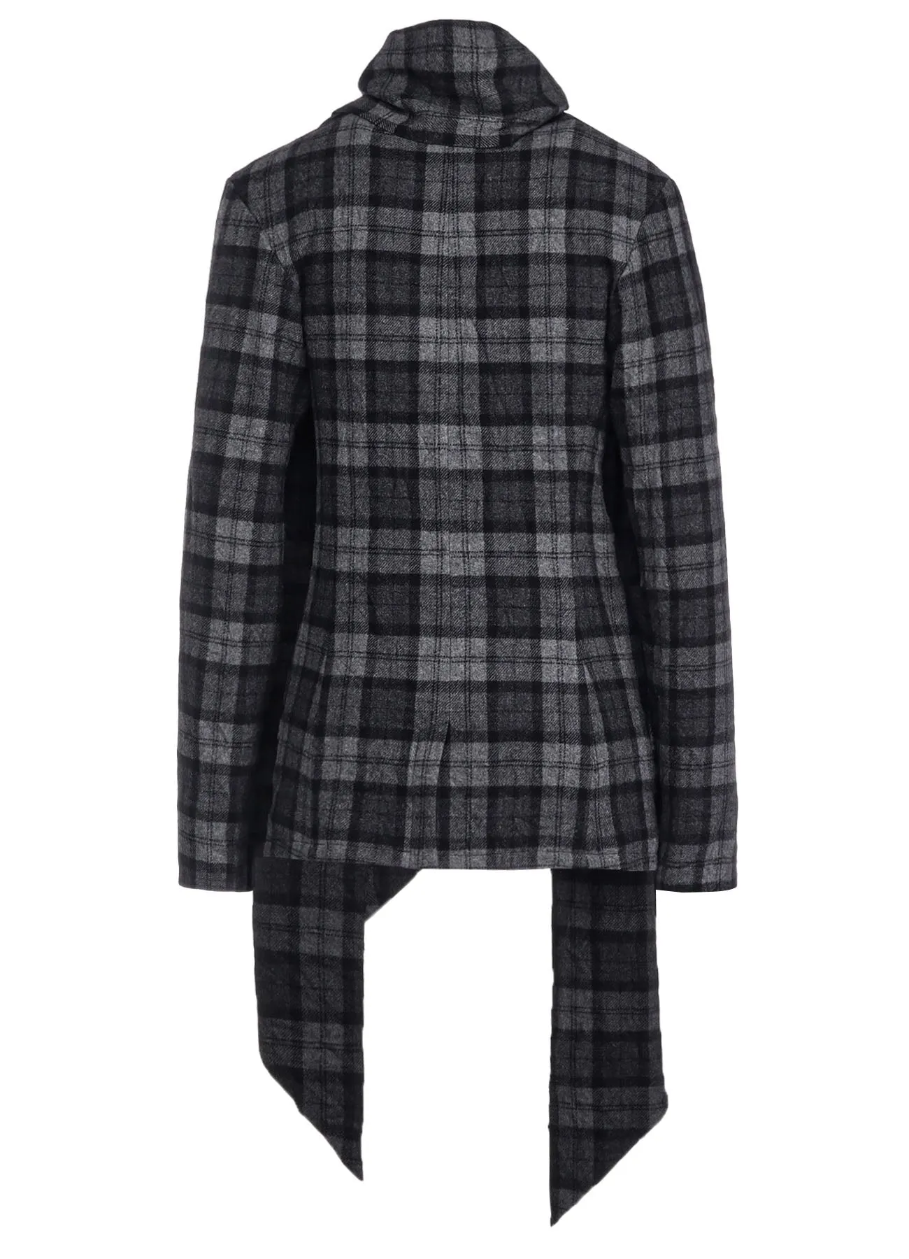 PLAID FLANNEL STOLE DETAIL JACKET