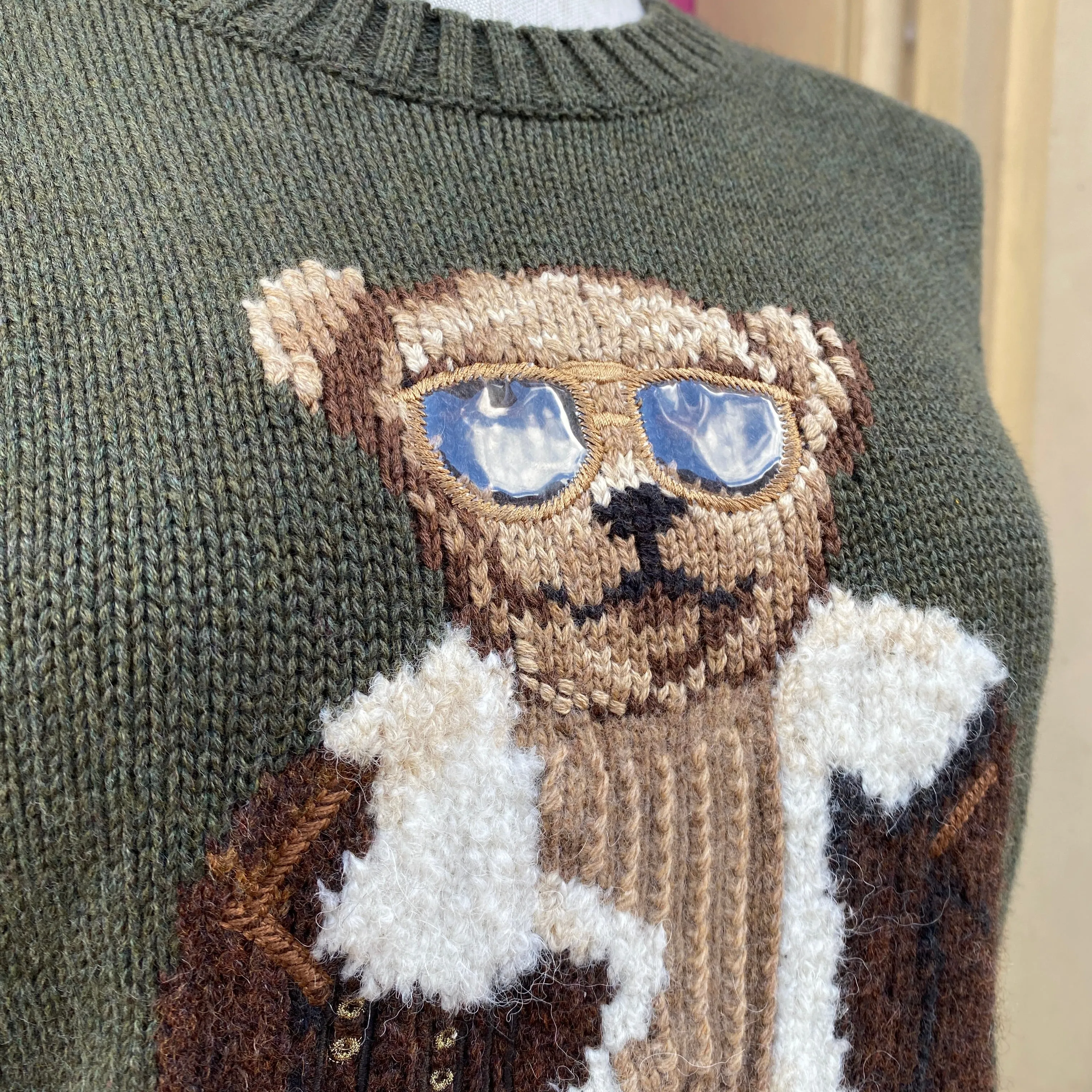 Polo Ralph Lauren olive teddy bear sweater size S