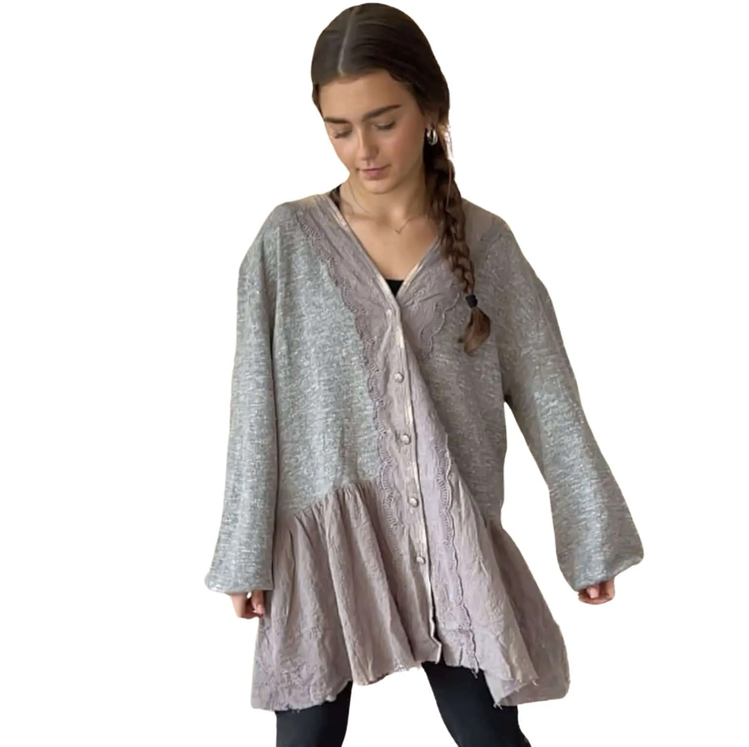 Star Destination Lace Detail Sweater Cardigan Made in USA