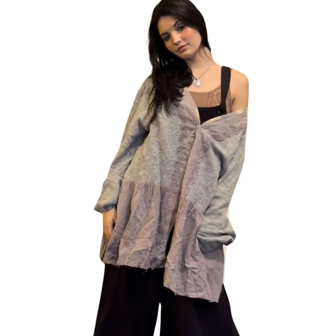 Star Destination Lace Detail Sweater Cardigan Made in USA