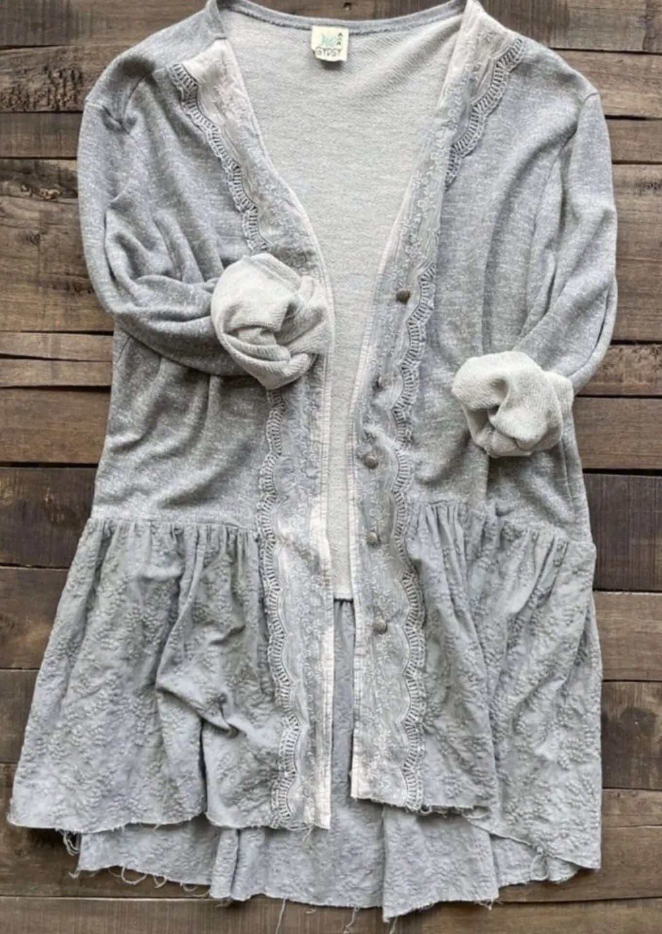 Star Destination Lace Detail Sweater Cardigan Made in USA