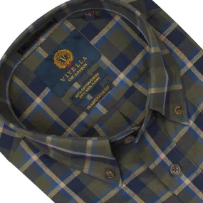 Stylish Green & Blue/Tan Plaid Button Down Shirt Made In Canada