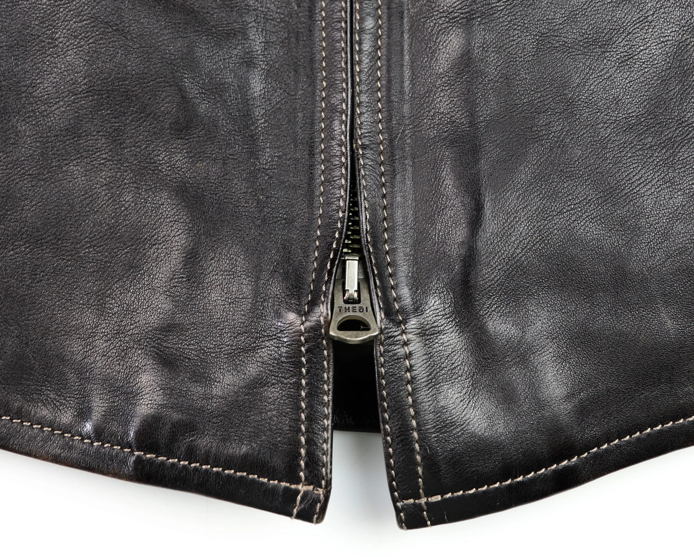 Thedi Phenix Cafe Racer Jacket, size Medium, Black Teacore Bruciato Horsehide