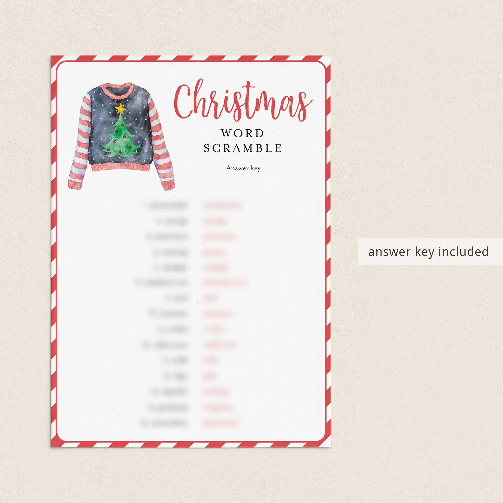 Word Scramble Game for Ugly Sweater Christmas Party