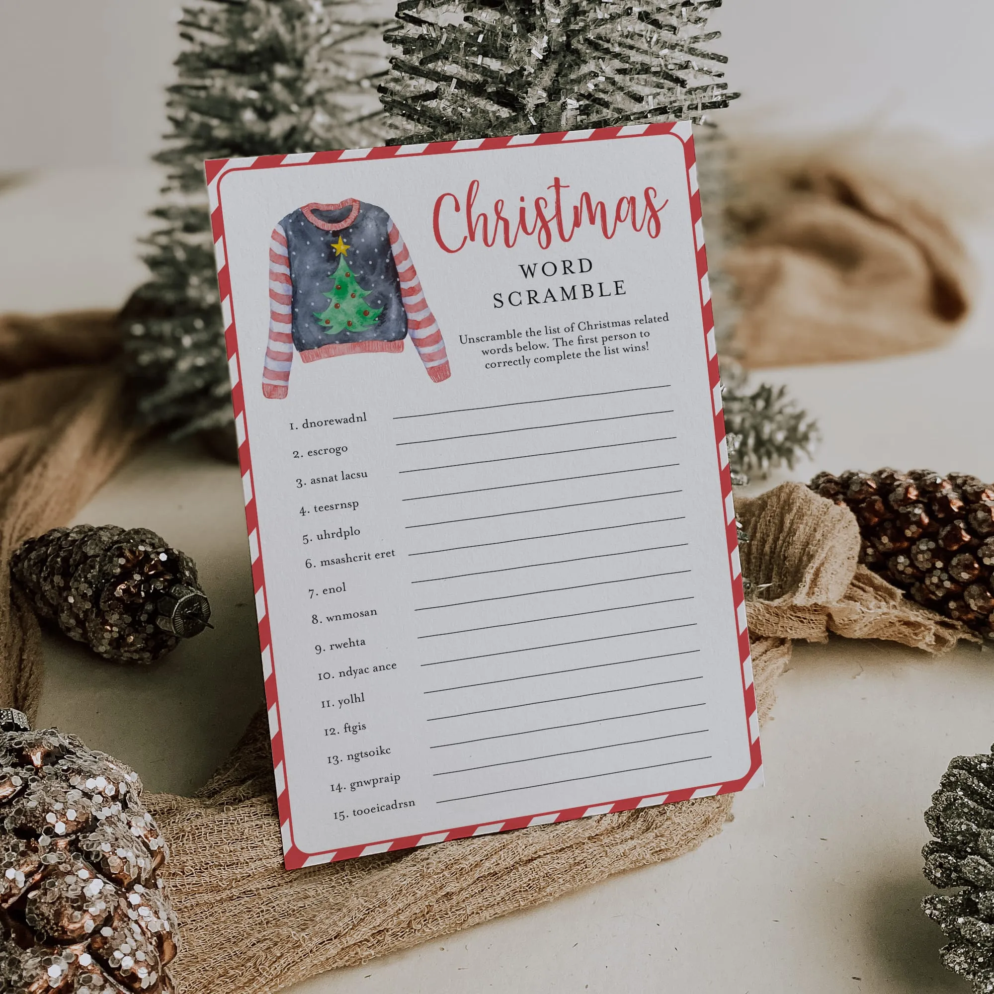 Word Scramble Game for Ugly Sweater Christmas Party
