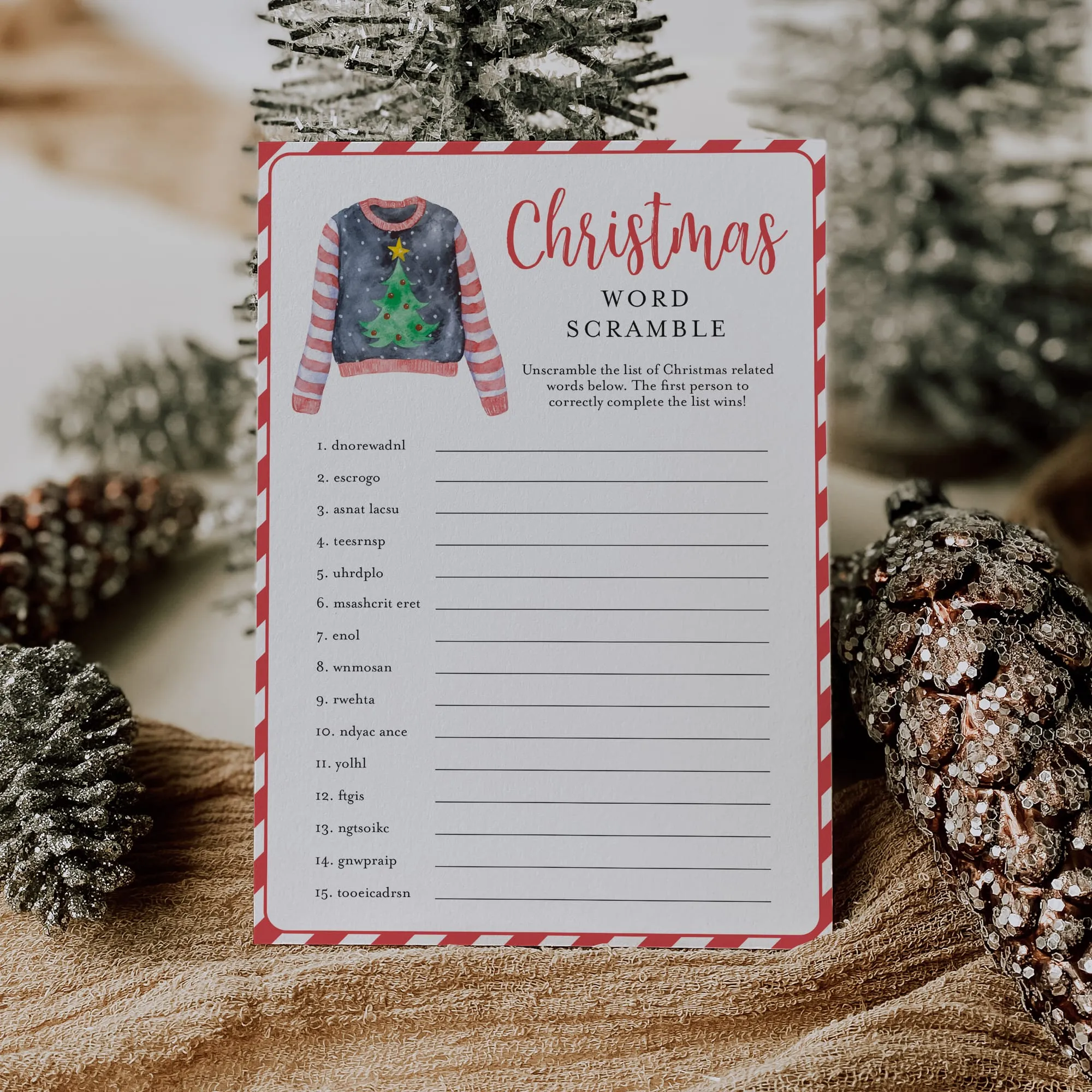 Word Scramble Game for Ugly Sweater Christmas Party