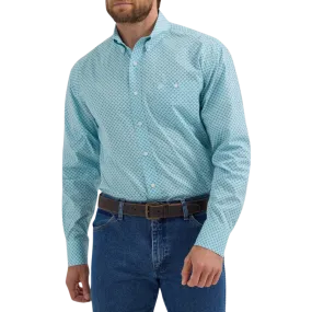 Wrangler Men's Long Sleeve Aqua Shirt