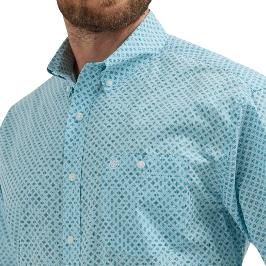 Wrangler Men's Long Sleeve Aqua Shirt