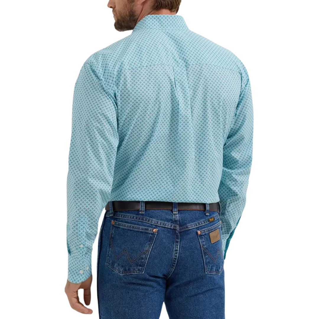 Wrangler Men's Long Sleeve Aqua Shirt